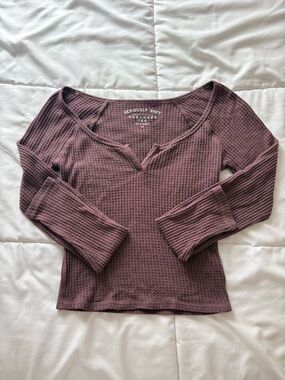 Aeropostale Plum Waffle Knit Long Sleeve Henley